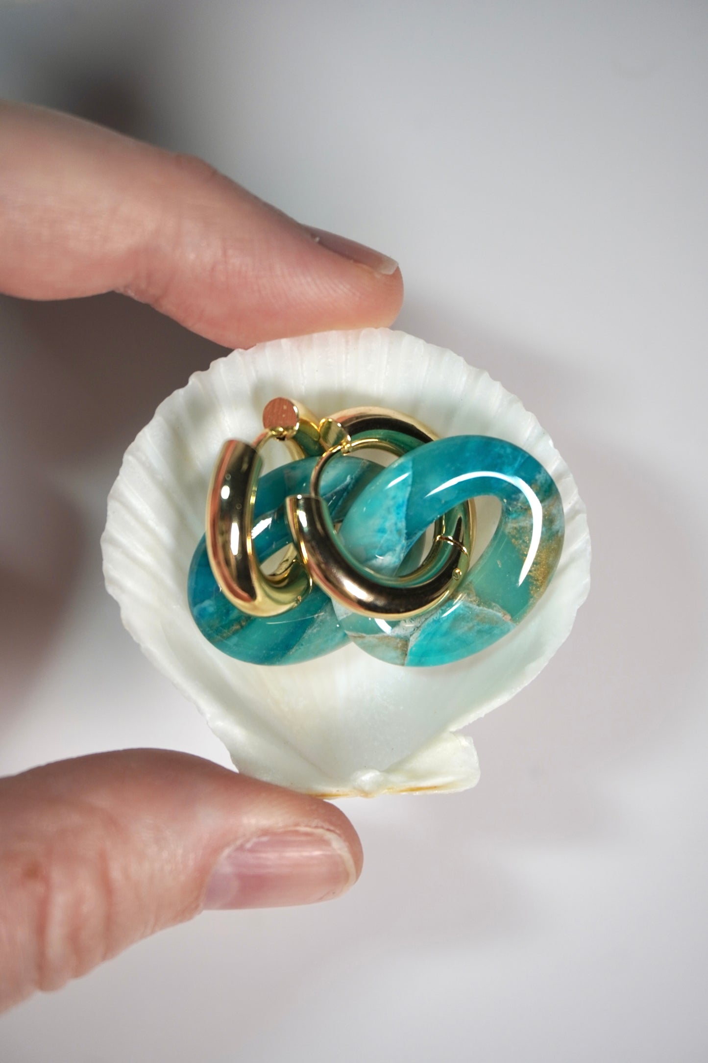 Turquoise Stone removable hoop charm