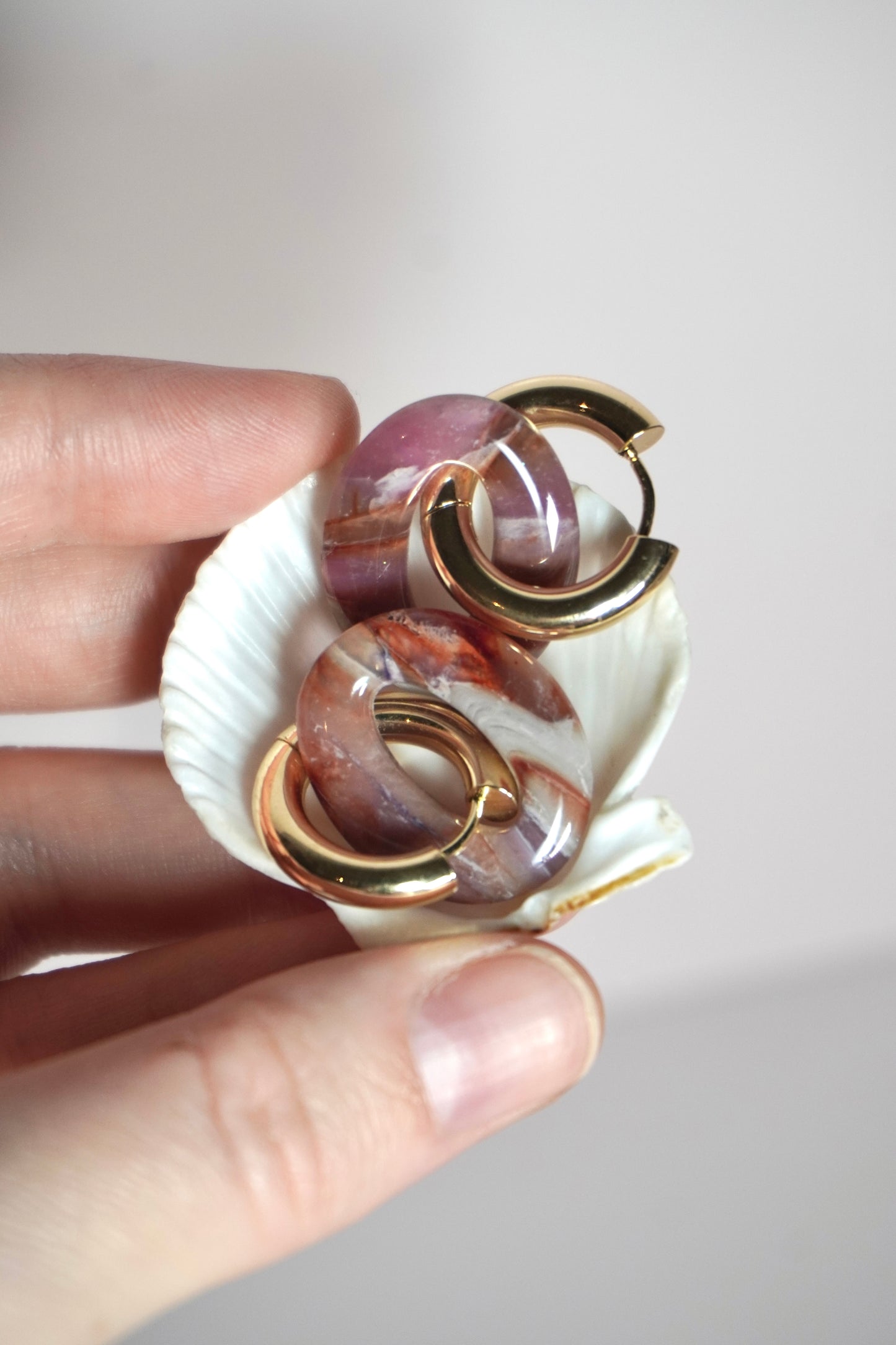 Amethyst Stone removable hoop charm