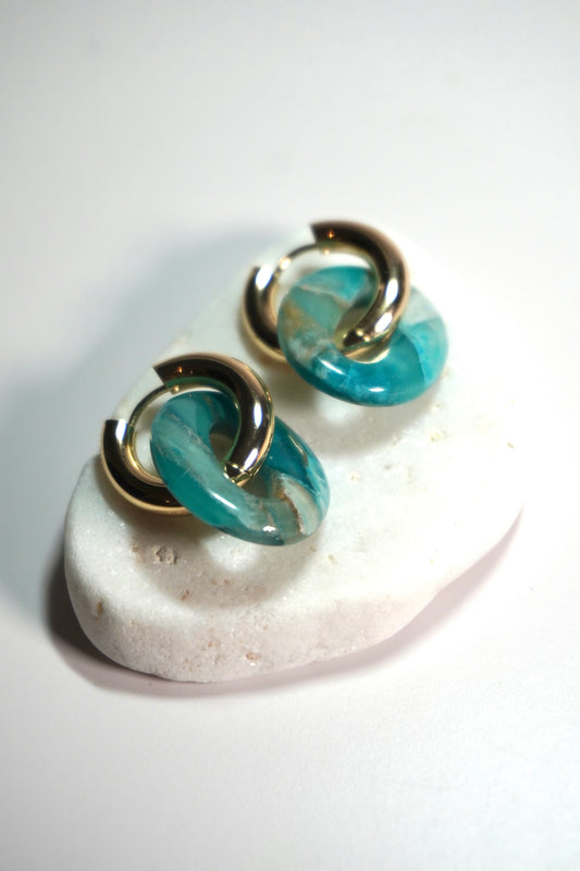 Turquoise Stone removable hoop charm