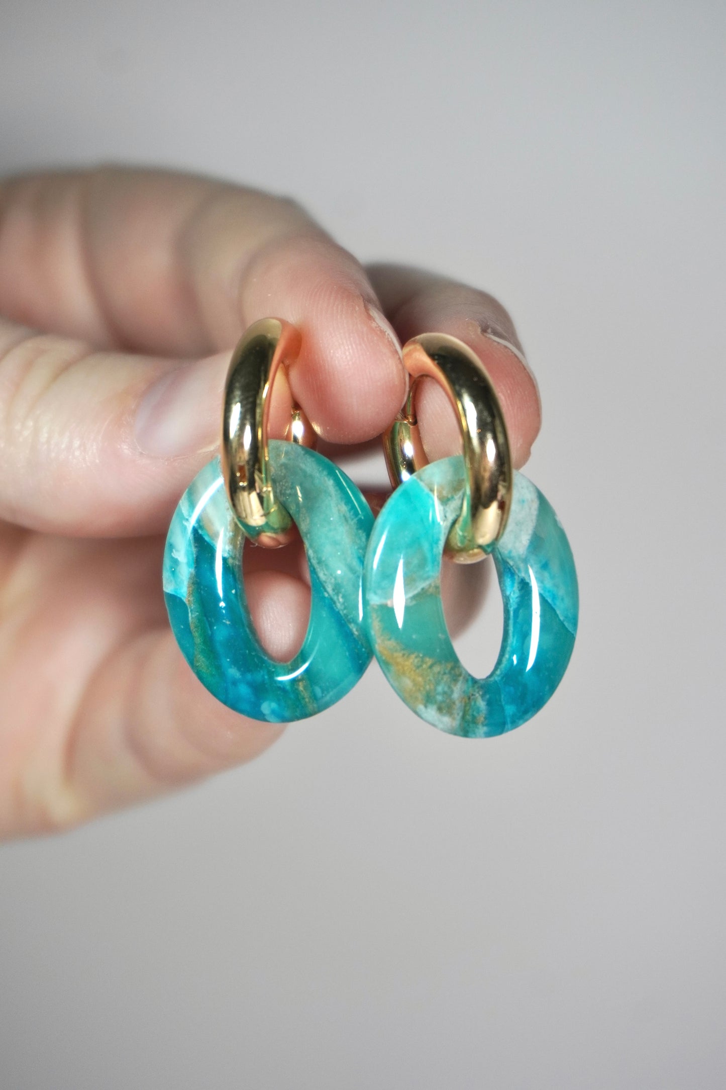 Turquoise Stone removable hoop charm