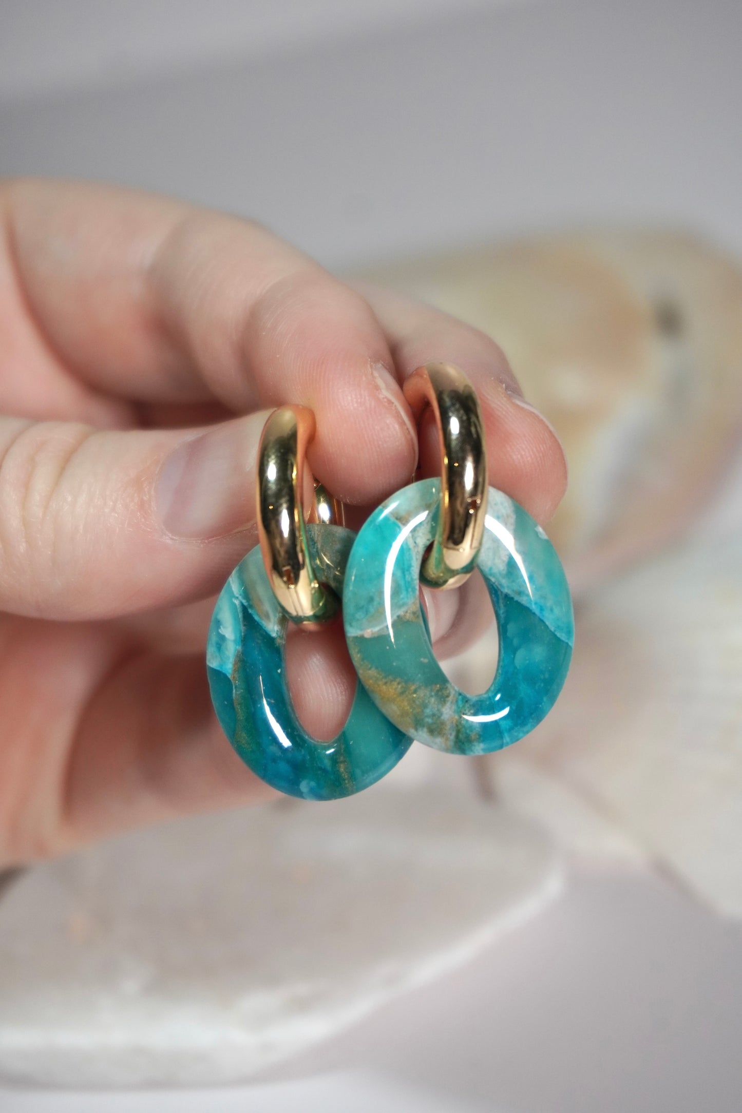 Turquoise Stone removable hoop charm