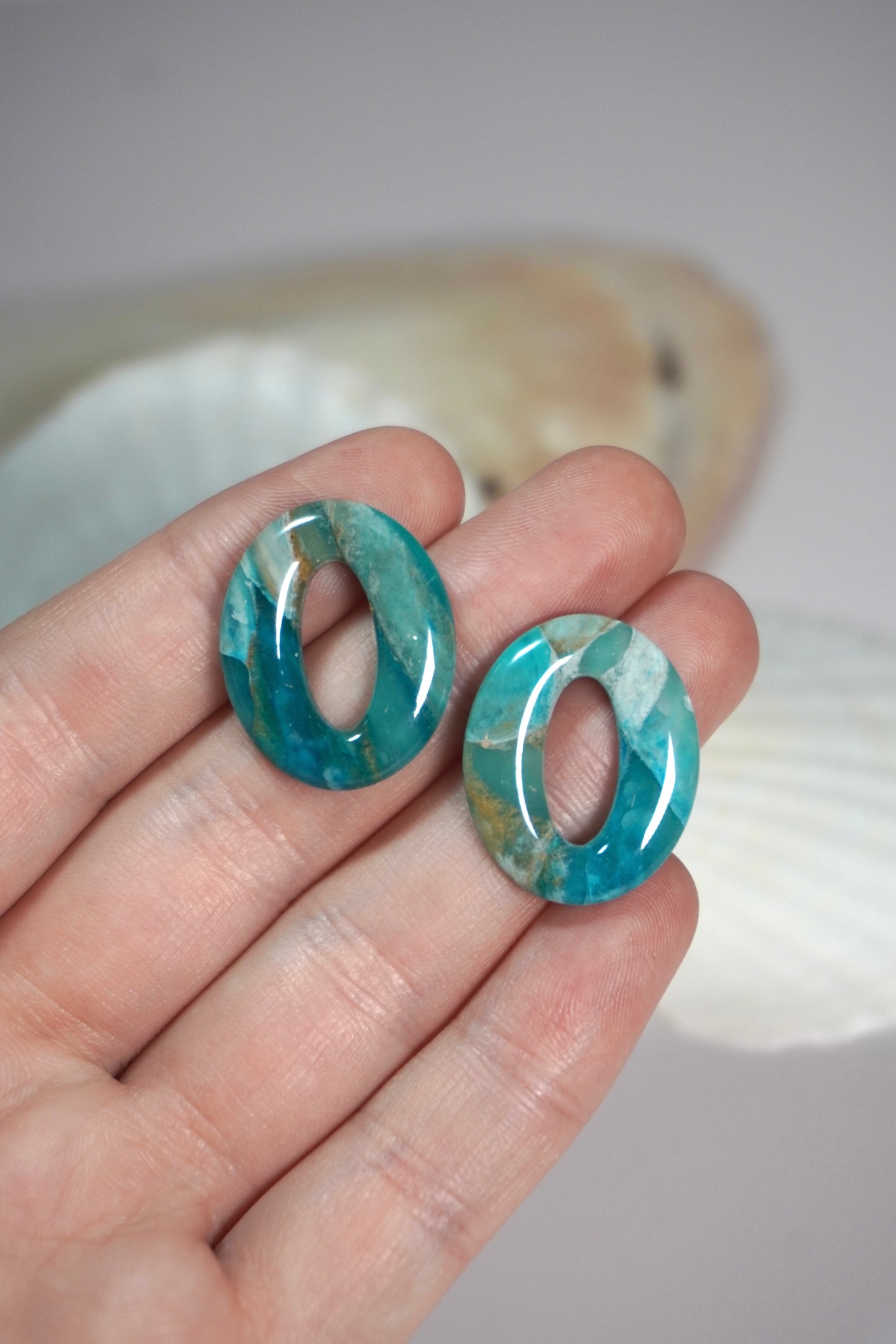 Turquoise Stone removable hoop charm