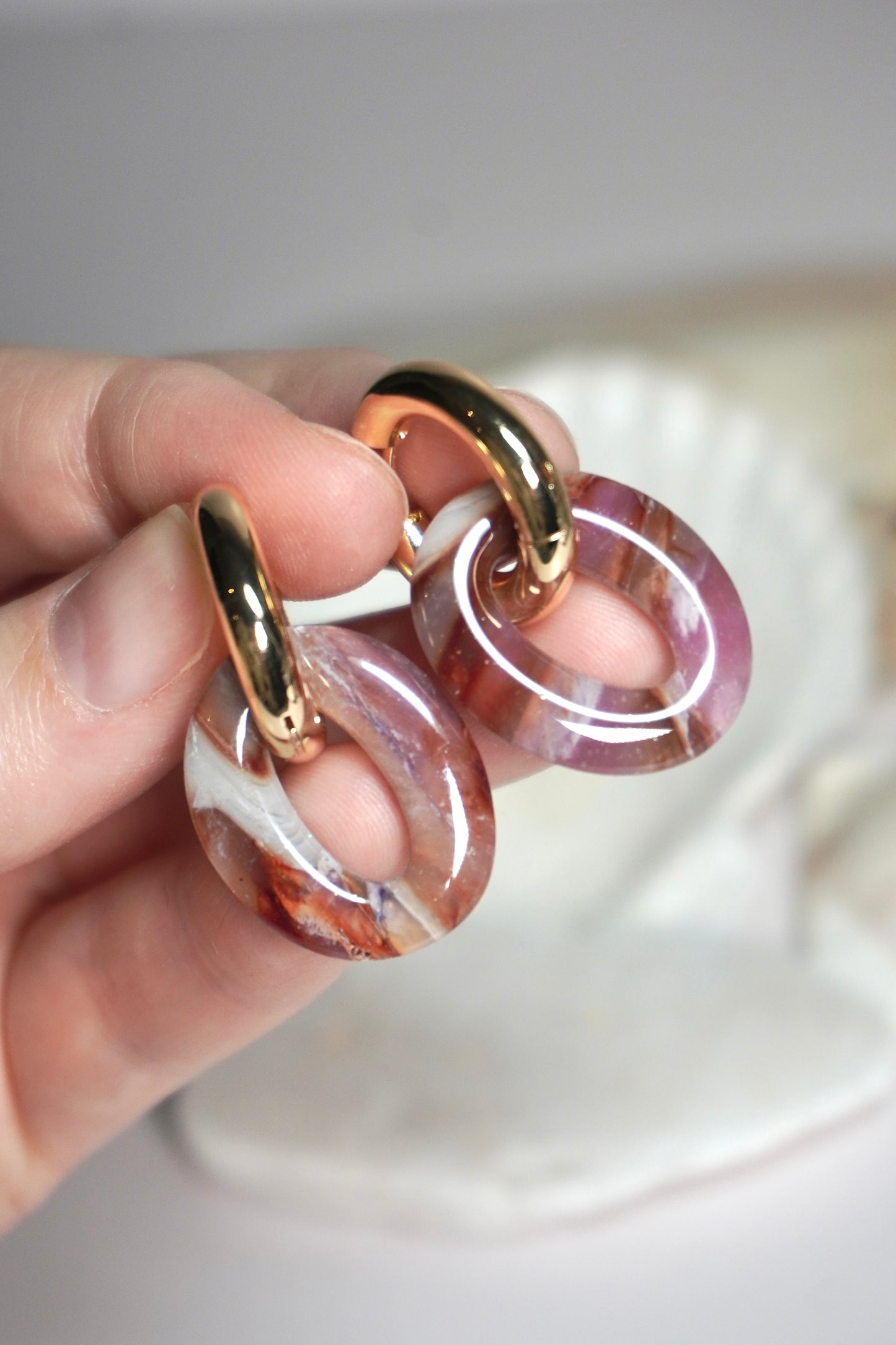 Amethyst Stone removable hoop charm