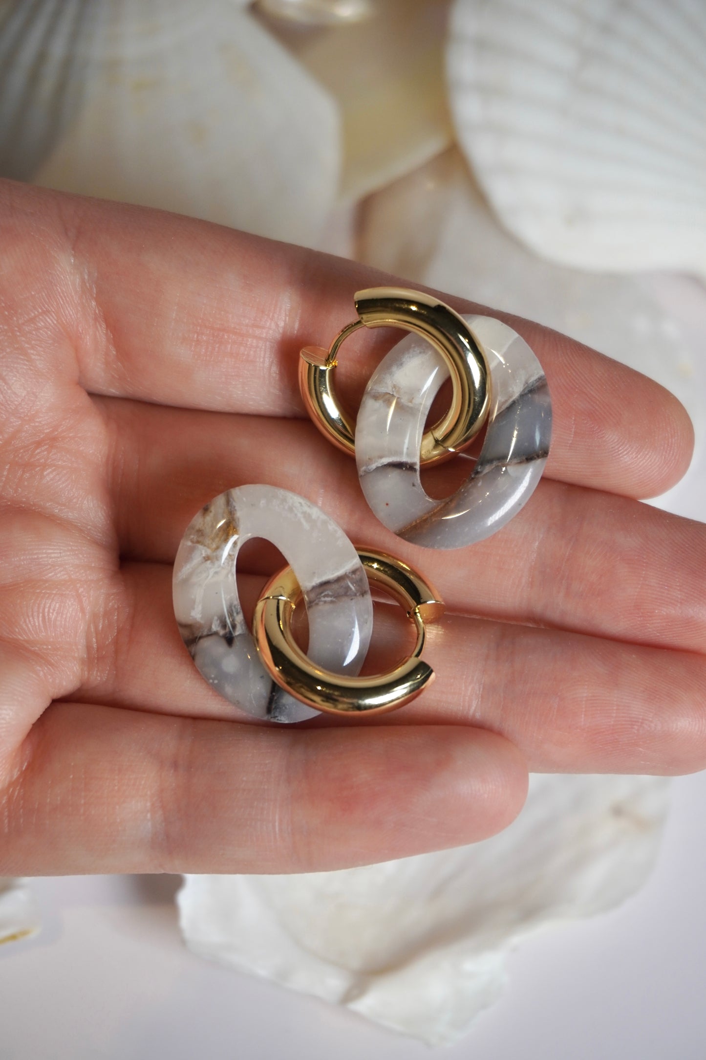 Neutral Stone Hoop Charm