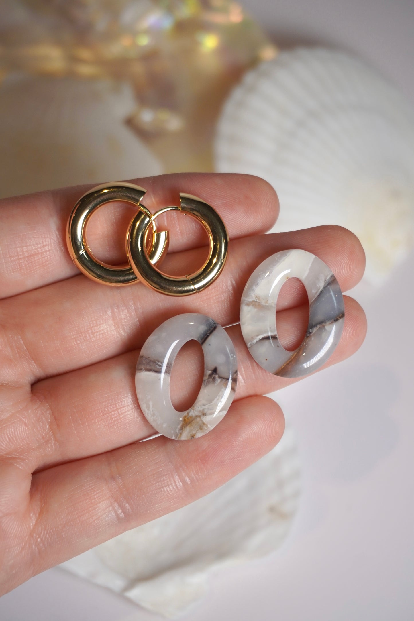 Neutral Stone Hoop Charm